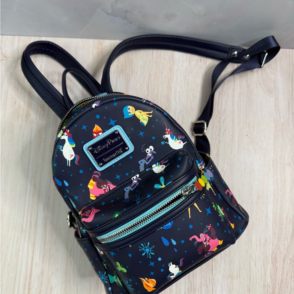 Loungefly Navy Mini Backpack with Insideout Print